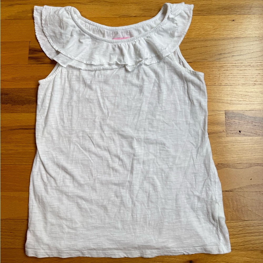 Lily Pulitzer Girls White Ruffle Top (Size XL)